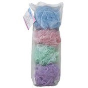 Wholesale - 4pc BATH MESH SPONGE ASST IN BAG C/P 12, UPC: 769898412608